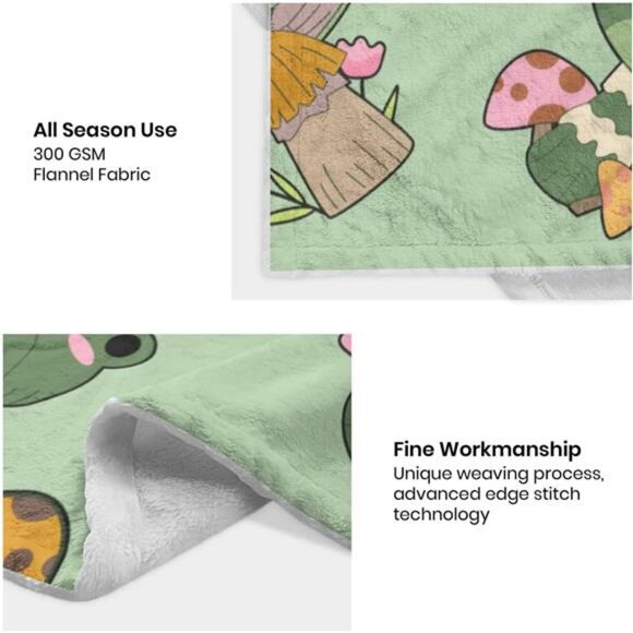 Cute Frog Blanket Gifts for Frog Lovers Soft Frog Mushroom Throw Blanket - Picture 3 of 8